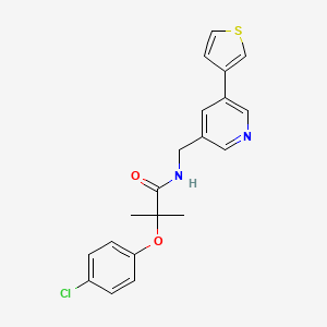 molecular formula C20H19ClN2O2S B2397785 2-(4-chlorophenoxy)-2-methyl-N-((5-(thiophen-3-yl)pyridin-3-yl)methyl)propanamide CAS No. 1795421-85-0