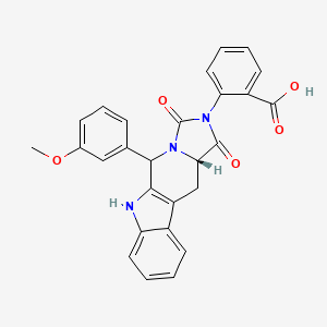 molecular formula C27H21N3O5 B2397796 2-[(15S)-10-(3-Methoxyphenyl)-12,14-dioxo-8,11,13-triazatetracyclo[7.7.0.02,7.011,15]hexadeca-1(9),2,4,6-tetraen-13-yl]benzoic acid CAS No. 957043-83-3