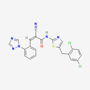 molecular formula C22H14Cl2N6OS B2397797 (Z)-2-氰基-N-[5-[(2,5-二氯苯基)甲基]-1,3-噻唑-2-基]-3-[2-(1,2,4-三唑-1-基)苯基]丙-2-烯酰胺 CAS No. 1241688-69-6