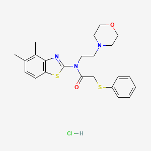 molecular formula C23H28ClN3O2S2 B2397804 N-(4,5-dimethylbenzo[d]thiazol-2-yl)-N-(2-morpholinoethyl)-2-(phenylthio)acetamide hydrochloride CAS No. 1215851-38-9