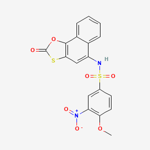 molecular formula C18H12N2O7S2 B2397810 4-methoxy-3-nitro-N-(2-oxonaphtho[2,1-d][1,3]oxathiol-5-yl)benzenesulfonamide CAS No. 670259-94-6