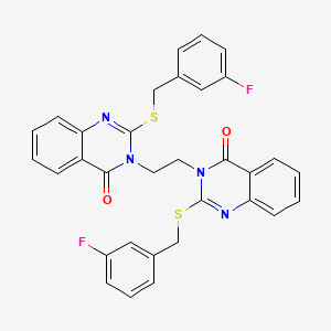 2-[(3-Fluorophenyl)methylsulfanyl]-3-[2-[2-[(3-fluorophenyl)methylsulfanyl]-4-oxoquinazolin-3-yl]ethyl]quinazolin-4-one