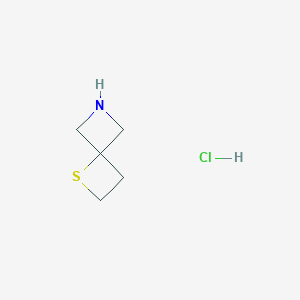 molecular formula C5H10ClNS B2397827 1-Thia-6-azaspiro[3.3]heptane hydrochloride CAS No. 1224582-79-9; 1427452-92-3