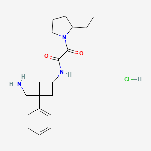 molecular formula C19H28ClN3O2 B2397829 N-[3-(Aminomethyl)-3-phenylcyclobutyl]-2-(2-ethylpyrrolidin-1-yl)-2-oxoacetamide;hydrochloride CAS No. 2418630-11-0