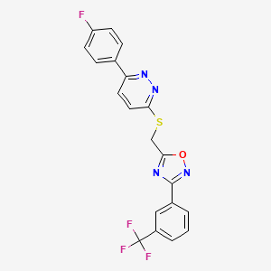 3-(4-Fluorophenyl)-6-[({3-[3-(trifluoromethyl)phenyl]-1,2,4-oxadiazol-5-yl}methyl)sulfanyl]pyridazine