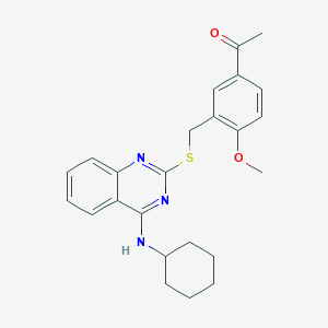 molecular formula C24H27N3O2S B2397832 1-[3-[[4-(Cyclohexylamino)quinazolin-2-yl]sulfanylmethyl]-4-methoxyphenyl]ethanone CAS No. 688355-07-9