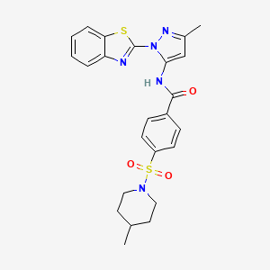 molecular formula C24H25N5O3S2 B2397841 N-(1-(benzo[d]thiazol-2-yl)-3-methyl-1H-pyrazol-5-yl)-4-((4-methylpiperidin-1-yl)sulfonyl)benzamide CAS No. 1171778-51-0