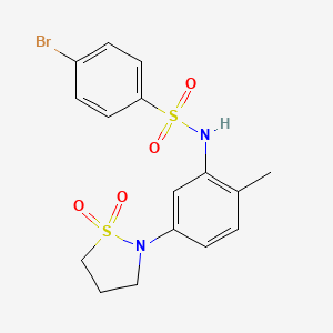 molecular formula C16H17BrN2O4S2 B2397842 4-bromo-N-(5-(1,1-dioxidoisothiazolidin-2-yl)-2-methylphenyl)benzenesulfonamide CAS No. 941944-31-6