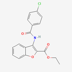 molecular formula C18H14ClNO4 B2397847 3-(4-氯苯甲酰氨基)苯并呋喃-2-羧酸乙酯 CAS No. 477498-91-2