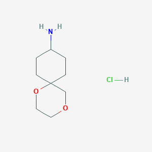 molecular formula C9H18ClNO2 B2397848 1,4-Dioxaspiro[5.5]undecan-9-amine hydrochloride CAS No. 2225146-86-9