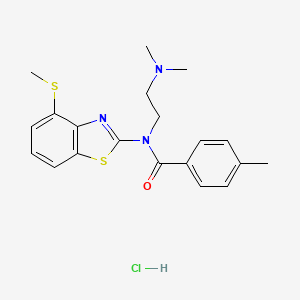 molecular formula C20H24ClN3OS2 B2397853 N-(2-(dimethylamino)ethyl)-4-methyl-N-(4-(methylthio)benzo[d]thiazol-2-yl)benzamide hydrochloride CAS No. 1323529-45-8