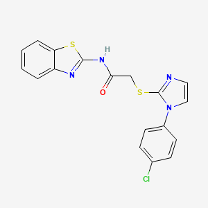 molecular formula C18H13ClN4OS2 B2397866 N-(苯并[d]噻唑-2-基)-2-((1-(4-氯苯基)-1H-咪唑-2-基)硫代)乙酰胺 CAS No. 688337-27-1