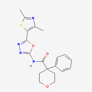 molecular formula C19H20N4O3S B2397867 N-(5-(2,4-dimethylthiazol-5-yl)-1,3,4-oxadiazol-2-yl)-4-phenyltetrahydro-2H-pyran-4-carboxamide CAS No. 1257550-36-9