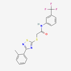molecular formula C18H14F3N3OS2 B2397868 2-((3-(邻甲苯基)-1,2,4-噻二唑-5-基)硫代)-N-(3-(三氟甲基)苯基)乙酰胺 CAS No. 864918-71-8