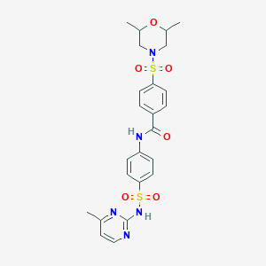 molecular formula C24H27N5O6S2 B2397871 4-((2,6-二甲基吗啉)磺酰基)-N-(4-(N-(4-甲基嘧啶-2-基)磺酰基)苯基)苯甲酰胺 CAS No. 452362-19-5