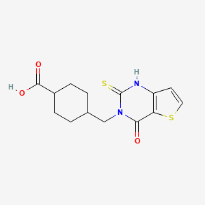 molecular formula C14H16N2O3S2 B2397873 4-[(4-oxo-2-sulfanylidene-1H-thieno[3,2-d]pyrimidin-3-yl)methyl]cyclohexane-1-carboxylic acid CAS No. 688340-62-7