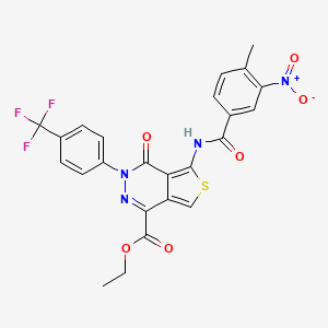 molecular formula C24H17F3N4O6S B2397875 5-(4-甲基-3-硝基苯甲酰氨基)-4-氧代-3-(4-(三氟甲基)苯基)-3,4-二氢噻吩并[3,4-d]嘧啶-1-羧酸乙酯 CAS No. 851951-37-6