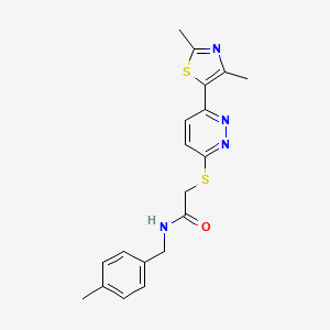 molecular formula C19H20N4OS2 B2397901 2-((6-(2,4-dimethylthiazol-5-yl)pyridazin-3-yl)thio)-N-(4-methylbenzyl)acetamide CAS No. 894010-01-6
