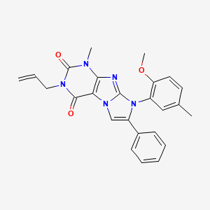 molecular formula C25H23N5O3 B2397921 3-烯丙基-8-(2-甲氧基-5-甲基苯基)-1-甲基-7-苯基-1H-咪唑并[2,1-f]嘌呤-2,4(3H,8H)-二酮 CAS No. 886900-61-4