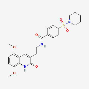 B2397928 N-[2-(5,8-dimethoxy-2-oxo-1H-quinolin-3-yl)ethyl]-4-piperidin-1-ylsulfonylbenzamide CAS No. 851404-23-4