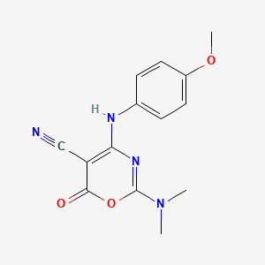 B2397931 2-(dimethylamino)-4-(4-methoxyanilino)-6-oxo-6H-1,3-oxazine-5-carbonitrile CAS No. 303997-21-9