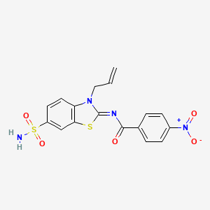 molecular formula C17H14N4O5S2 B2397938 (Z)-N-(3-allyl-6-sulfamoylbenzo[d]thiazol-2(3H)-ylidene)-4-nitrobenzamide CAS No. 887199-59-9