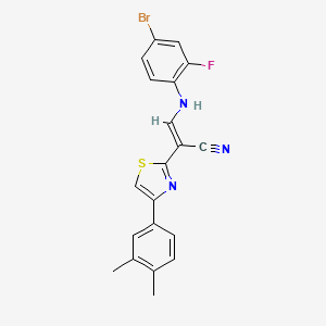 (E)-3-((4-bromo-2-fluorophenyl)amino)-2-(4-(3,4-dimethylphenyl)thiazol-2-yl)acrylonitrile