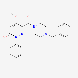 molecular formula C24H26N4O3 B2397951 6-(4-Benzylpiperazine-1-carbonyl)-5-methoxy-2-(4-methylphenyl)pyridazin-3-one CAS No. 941926-83-6