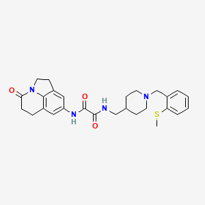 molecular formula C27H32N4O3S B2397958 N1-((1-(2-(methylthio)benzyl)piperidin-4-yl)methyl)-N2-(4-oxo-2,4,5,6-tetrahydro-1H-pyrrolo[3,2,1-ij]quinolin-8-yl)oxalamide CAS No. 1286706-20-4