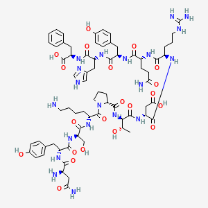 (3R)-4-[[(2R)-1-[[(2R)-5-amino-1-[[(2R)-1-[[(2R)-1-[[(1R)-1-carboxy-2-phenylethyl]amino]-3-(1H-imidazol-4-yl)-1-oxopropan-2-yl]amino]-3-(4-hydroxyphenyl)-1-oxopropan-2-yl]amino]-1,5-dioxopentan-2-yl]amino]-5-carbamimidamido-1-oxopentan-2-yl]amino]-3-[[(2R,3S)-2-[[(2R)-1-[(2R)-6-amino-2-[[(2R)-2-[[(2R)-2-[[(2R)-2,4-diamino-4-oxobutanoyl]amino]-3-(4-hydroxyphenyl)propanoyl]amino]-3-hydroxypropanoyl]amino]hexanoyl]pyrrolidine-2-carbonyl]amino]-3-hydroxybutanoyl]amino]-4-oxobutanoic acid