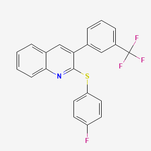 molecular formula C22H13F4NS B2397969 2-(4-Fluorophenyl)sulfanyl-3-[3-(trifluoromethyl)phenyl]quinoline CAS No. 339103-51-4