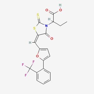 (E)-2-(4-oxo-2-thioxo-5-((5-(2-(trifluoromethyl)phenyl)furan-2-yl)methylene)thiazolidin-3-yl)butanoic acid