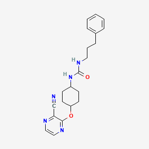 molecular formula C21H25N5O2 B2397991 1-((1r,4r)-4-((3-氰基吡嗪-2-基)氧基)环己基)-3-(3-苯基丙基)脲 CAS No. 2034247-36-2