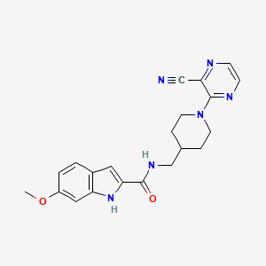 molecular formula C21H22N6O2 B2397997 N-((1-(3-氰基吡嗪-2-基)哌啶-4-基)甲基)-6-甲氧基-1H-吲哚-2-甲酰胺 CAS No. 1797172-96-3