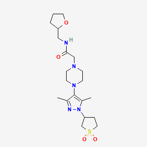 2-(4-(1-(1,1-dioxidotetrahydrothiophen-3-yl)-3,5-dimethyl-1H-pyrazol-4-yl)piperazin-1-yl)-N-((tetrahydrofuran-2-yl)methyl)acetamide