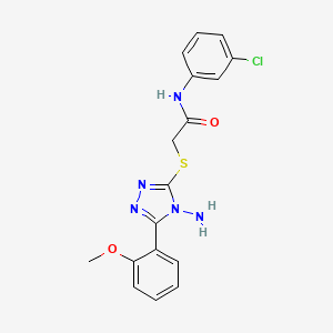 molecular formula C17H16ClN5O2S B2398025 2-[[4-氨基-5-(2-甲氧基苯基)-1,2,4-三唑-3-基]硫代]-N-(3-氯苯基)乙酰胺 CAS No. 733787-76-3