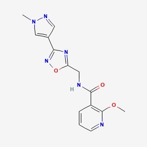 2-methoxy-N-((3-(1-methyl-1H-pyrazol-4-yl)-1,2,4-oxadiazol-5-yl)methyl)nicotinamide