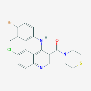 molecular formula C21H19BrClN3OS B2398032 (4-((4-溴-3-甲基苯基)氨基)-6-氯喹啉-3-基)(硫代吗啉)甲酮 CAS No. 1358886-56-2