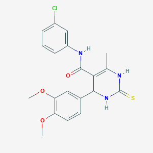 molecular formula C20H20ClN3O3S B2398038 N-(3-chlorophenyl)-4-(3,4-dimethoxyphenyl)-6-methyl-2-sulfanylidene-3,4-dihydro-1H-pyrimidine-5-carboxamide CAS No. 438484-62-9