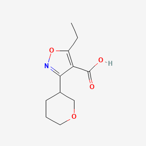 molecular formula C11H15NO4 B2398045 5-Ethyl-3-(oxan-3-yl)-1,2-oxazole-4-carboxylic acid CAS No. 1342036-49-0