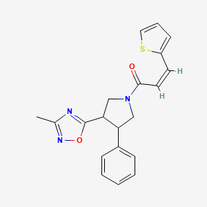 molecular formula C20H19N3O2S B2398049 (Z)-1-(3-(3-甲基-1,2,4-恶二唑-5-基)-4-苯基吡咯烷-1-基)-3-(噻吩-2-基)丙-2-烯-1-酮 CAS No. 1904610-82-7