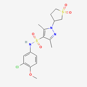 molecular formula C16H20ClN3O5S2 B2398052 N-(3-chloro-4-methoxyphenyl)-1-(1,1-dioxidotetrahydrothiophen-3-yl)-3,5-dimethyl-1H-pyrazole-4-sulfonamide CAS No. 1019095-05-6