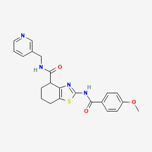 molecular formula C22H22N4O3S B2398056 2-(4-methoxybenzamido)-N-(pyridin-3-ylmethyl)-4,5,6,7-tetrahydrobenzo[d]thiazole-4-carboxamide CAS No. 941879-72-7