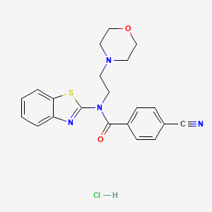 molecular formula C21H21ClN4O2S B2398067 N-(benzo[d]thiazol-2-yl)-4-cyano-N-(2-morpholinoethyl)benzamide hydrochloride CAS No. 1217018-49-9