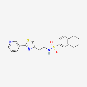molecular formula C20H21N3O2S2 B2398077 N-{2-[2-(pyridin-3-yl)-1,3-thiazol-4-yl]ethyl}-5,6,7,8-tetrahydronaphthalene-2-sulfonamide CAS No. 863512-07-6