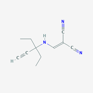 molecular formula C11H13N3 B2398087 2-[(3-Ethylpent-1-yn-3-ylamino)methylidene]propanedinitrile CAS No. 1020251-93-7