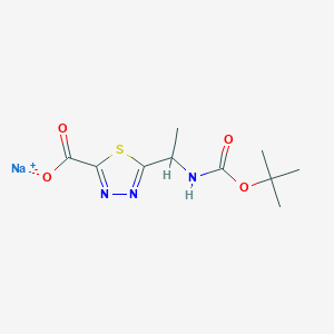 molecular formula C10H14N3NaO4S B2398096 Sodium;5-[1-[(2-methylpropan-2-yl)oxycarbonylamino]ethyl]-1,3,4-thiadiazole-2-carboxylate CAS No. 2503205-58-9