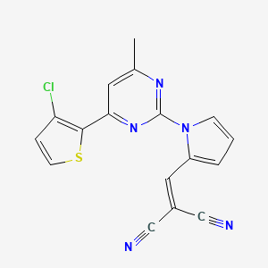molecular formula C17H10ClN5S B2398097 2-({1-[4-(3-chloro-2-thienyl)-6-methyl-2-pyrimidinyl]-1H-pyrrol-2-yl}methylene)malononitrile CAS No. 861210-73-3