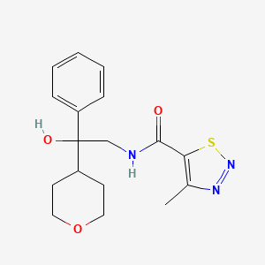molecular formula C17H21N3O3S B2398109 N-(2-羟基-2-苯基-2-(四氢-2H-吡喃-4-基)乙基)-4-甲基-1,2,3-噻二唑-5-甲酰胺 CAS No. 2034454-41-4
