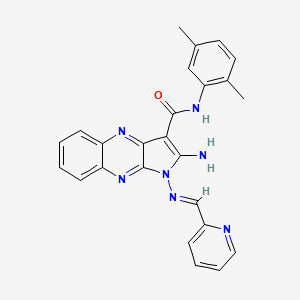 (E)-2-amino-N-(2,5-dimethylphenyl)-1-((pyridin-2-ylmethylene)amino)-1H-pyrrolo[2,3-b]quinoxaline-3-carboxamide